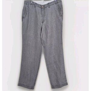 Tommy Bahama Pants Men 38x32 Gray Canvas Linen Blend Straight Leg Resort Boho